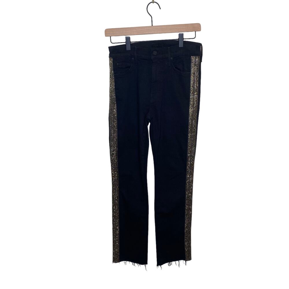 MOTHER Denim Rascal Ankle Fray Denim Jean In Guilty Flash Size 27 Black